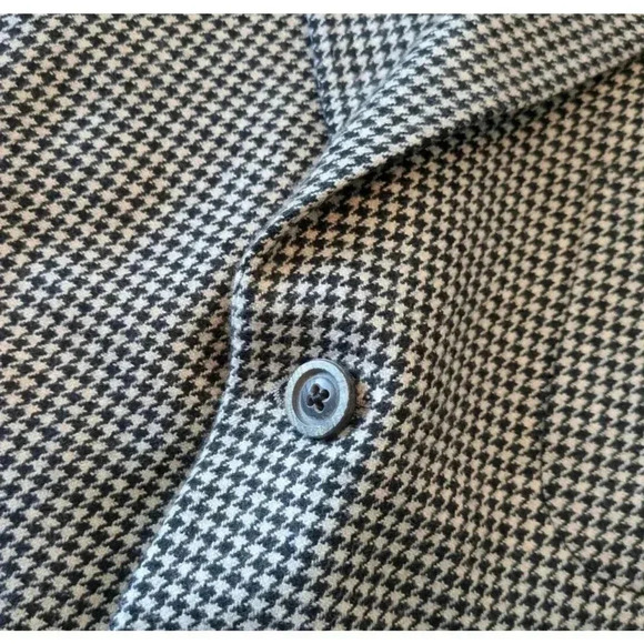 Samuelsohn Black Cream Houndstooth 100% Cashmere Blazer Sport Jacket Size 46 L - Picture 9 of 12
